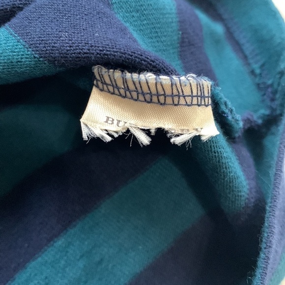 BURBERRY Brit AWNING STRIPED BATEAU NECKLINE teal & navy T-SHIRT studded top - Picture 8 of 8